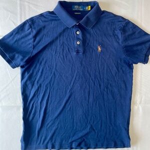 Polo Ralph Lauren Custom Slim Fit Blue Polo Shirt with Embroidered Pony - Size M